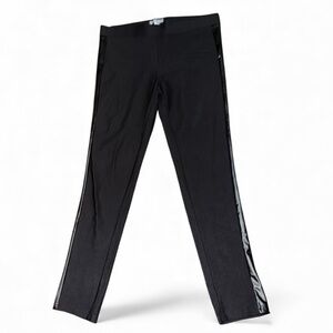 Dress pants with faux leather side strips